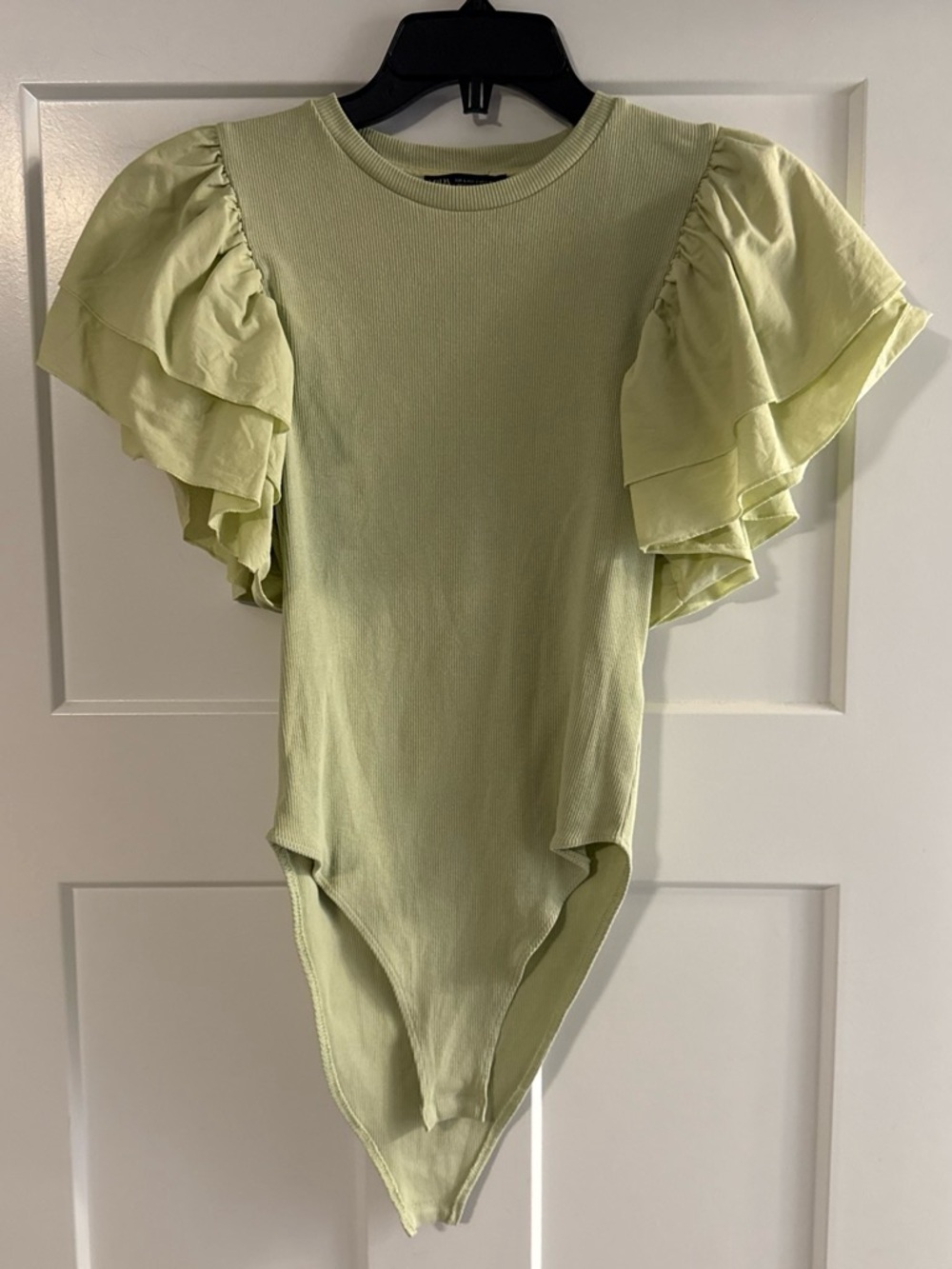Zara Light Green Ruffle Sleeve One-Piece Bodysuit